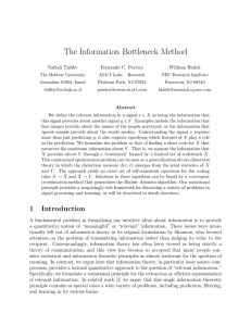 The Information Bottleneck Method Naftali Tishby Fernando C. Pereira William Bialek