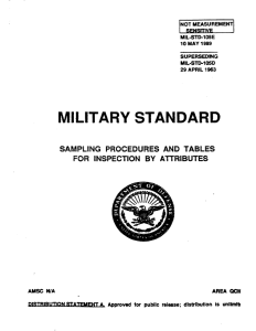 MILITARY STANDARD SAMPLING PROCEDURES AND TABLES FOR INSPECTION