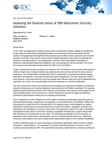 Assessing the Business Value of SDN Datacenter Security Solutions Overview IDC SOLUTION BRIEF