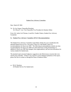 Student Fees Advisory Committee Date: March 05 2004