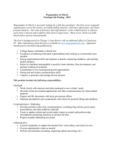 Wagenmaker &amp; Oberly Paralegal Job Posting - 2015