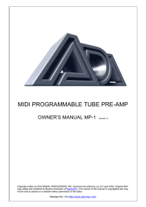 MIDI PROGRAMMABLE TUBE PRE-AMP  OWNER’S MANUAL MP-1
