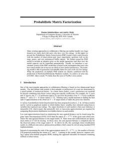 Probabilistic Matrix Factorization Abstract