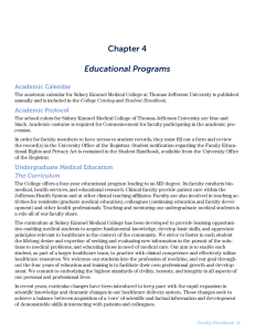 Chapter 4 Educational Programs Academic Calendar
