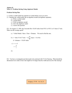 Algebra II Notes 1.5  Problem Solving Using Algebraic Models