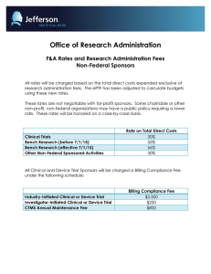 Office of Research Administration F&amp;A Rates and Research Administration Fees Non-Federal Sponsors