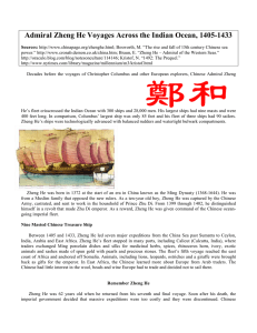 Admiral Zheng He Voyages Across the Indian Ocean, 1405-1433