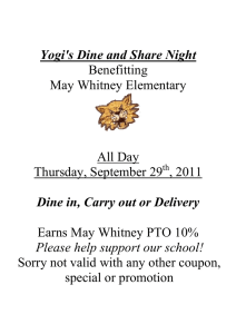 Yogi's Dine and Share Night Dine in, Carry out or Delivery Benefitting