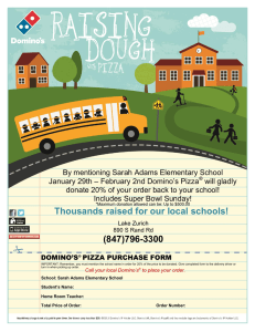By mentioning Sarah Adams Elementary School – February 2nd Domino’s Pizza