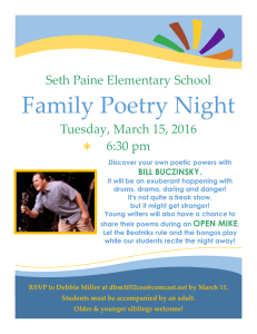 Family Poetry Night * Seth Paine Elementary School Tuesday, March 15, 2016