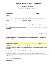 COMMUNITY UNIT SCHOOL DISTRICT 95 Participation Fee Form for Elementary Band/Orchestra/Chorus