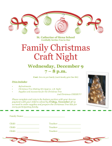 Family Christmas Craft Night Wednesday, December 9 7 – 8 p.m.