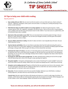 TIP SHEETS St. Catherine of Siena Catholic School  10	Tips	to	help	your	child	with	reading