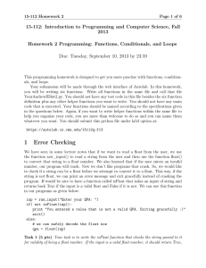 15-112: Introduction to Programming and Computer Science, Fall 2013