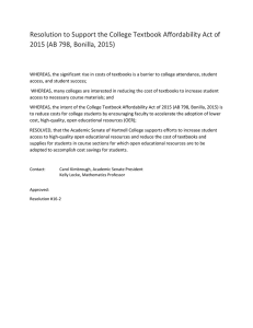 Resolution to Support the College Textbook Affordability Act of