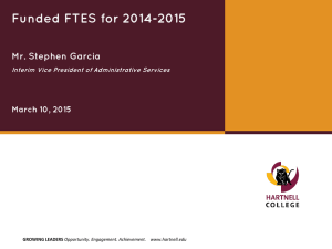 Funded FTES for 2014-2015 Mr. Stephen Garcia March 10, 2015