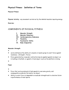 Physical Fitness:  Definition of Terms COMPONENTS OF PHYSICAL FITNESS