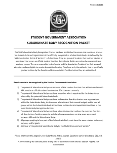 STUDENT GOVERNMENT ASSOCIATION SUBORDINATE BODY RECOGNITION PACKET