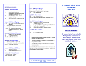St. Leonard Catholic School Pastoral Plan 2014 - 2015