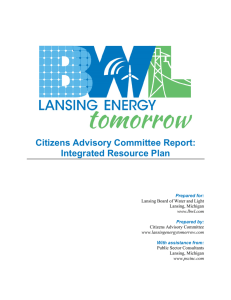 Citizens Advisory Committee Report: Integrated Resource Plan