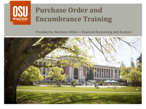 Purchase Order and Encumbrance Training