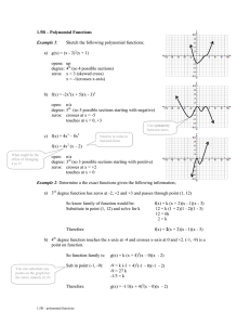 1.5B – Polynomial Functions  Sketch the following polynomial functions;