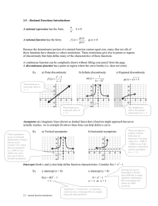 2.5 – Rational Functions Introductions  ≠ 0