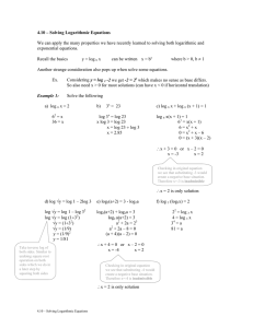 4.10 – Solving Logarithmic Equations  exponential equations.
