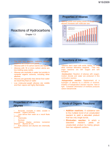 Reactions of Hydrocarbons Properties of Alkanes Reactions of Alkanes 9/15/2009
