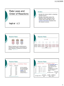 Rate Laws and Order of Reactions 11/10/2009 Kinetics