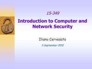 Introduction to Computer and Network Security 15-349