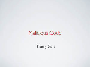 Malicious Code Thierry Sans