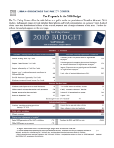 Tax Proposals in the 2010 Budget