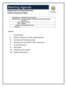 Meeting Agenda  Department of Financial Services Chart of Accounts Project