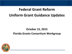 Federal Grant Reform Uniform Grant Guidance Updates October 15, 2015