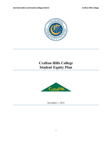 Crafton Hills College Student Equity Plan  December 1, 2014