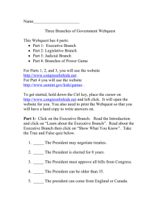 Name______________________  Three Branches of Government Webquest This Webquest has 4 parts: