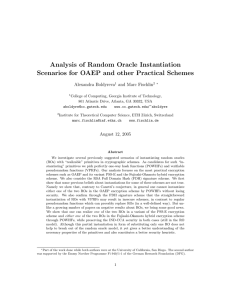Analysis of Random Oracle Instantiation Alexandra Boldyreva and Marc Fischlin