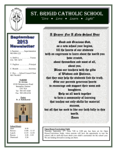 ST. BRIGID CATHOLIC SCHOOL A Prayer For A New School Year