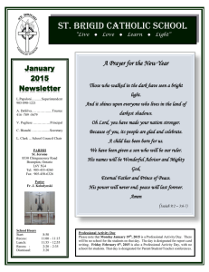 ST. BRIGID CATHOLIC SCHOOL January 2015 Newsletter
