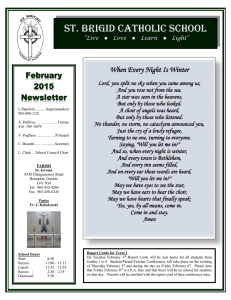 ST. BRIGID CATHOLIC SCHOOL February 2015 Newsletter