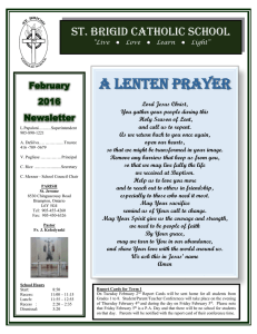 A Lenten Prayer  ST. BRIGID CATHOLIC SCHOOL February