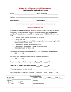   University of Houston Child Care Center  Application for Student Employment 