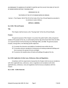 AN ORDINANCE TO AMEND IN ITS ENTIRETY CHAPTER 140 TITLE... OF GRAND RAPIDS ENTITLED “HOUSING CODE.”