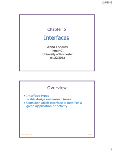 Interfaces Overview Chapter 6