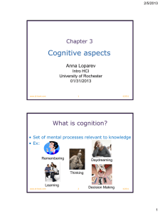 Cognitive aspects What is cognition? Chapter 3