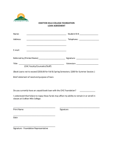 CRAFTON HILLS COLLEGE FOUNDATION LOAN AGREEMENT Name: