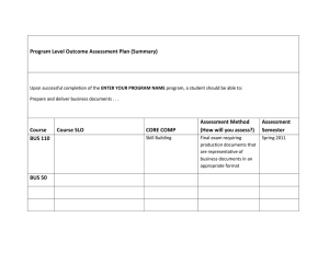 Program Level Outcome Assessment Plan (Summary) Assessment Method Assessment