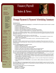Finance/Payroll Notes &amp; News Prompt Payment &amp; Payment Scheduling Summary