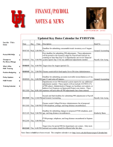 FINANCE/PAYROLL NOTES &amp; NEWS Updated Key Dates Calendar for FY05/FY06